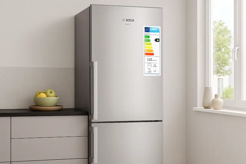 Una nevera de color gris marca Bosch ahorrar en tu factura de luz