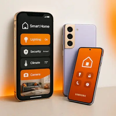 Tres celulares apoyados a la pared Inteligencia Artificial
