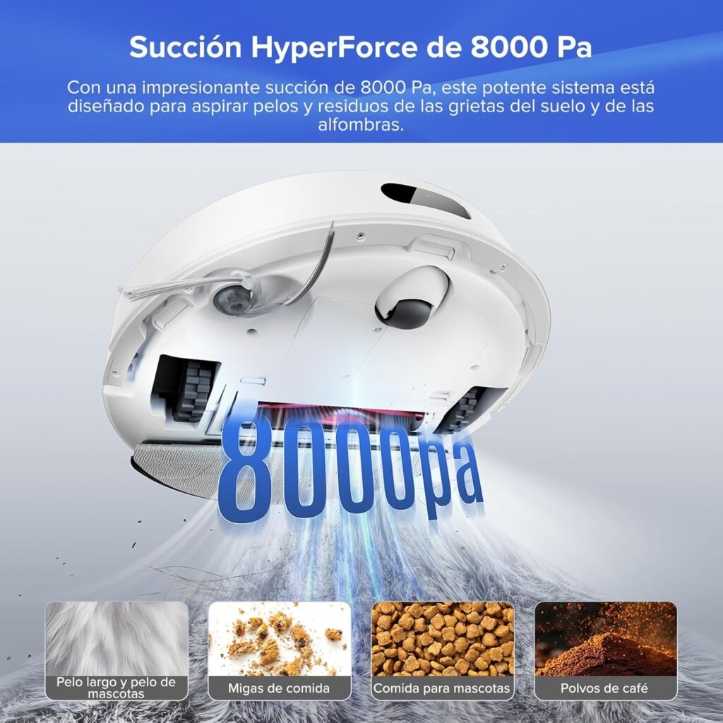 Robot aspirador Roborock Q7 BF+ con 8000 Pa de succión, sistema de autovaciado y navegación PreciSense LiDAR para limpiar suelos y alfombras con pelo de mascotas robots aspiradores baratos